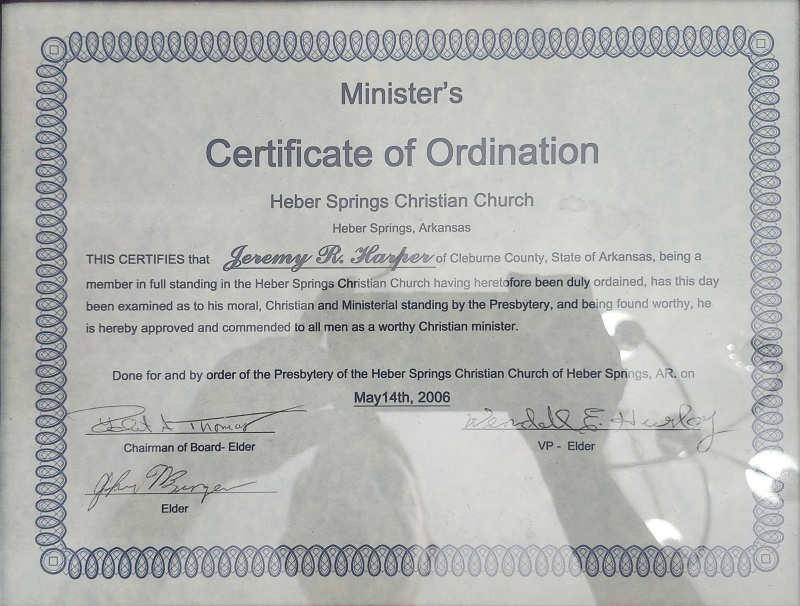 ordained minister church in reynoldsburg